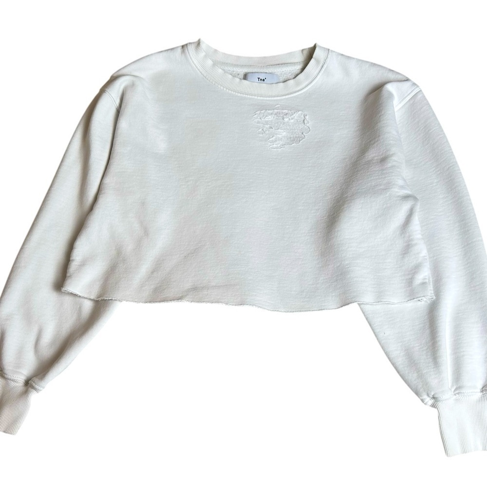 Aritzia Tna cropped cream distressed sweatshirt, S, Cozy Comfy Urban Normcore